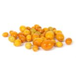 Loose oval amber beads,