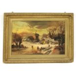 Early 20th century English School Dutch winter scene Oil on cans Monogrammed lower right 49cm x ...