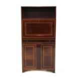 An Edwardian mahogany and inlaid student's bureau,