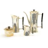 A Danish silver plated four piece part tea set,