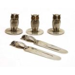 A matched set of three Edward VII and George V hallmarked silver menu card holders,