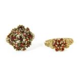 A 9ct gold garnet cluster ring,