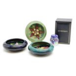 Three Moorcroft Art pottery dishes