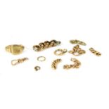 A quantity of broken gold items,