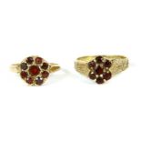 A 9ct gold garnet cluster ring,