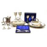 A selection of Victorian and later silver plated wares,