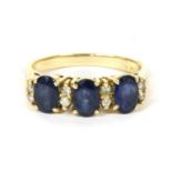 An eleven stone sapphire and diamond ring,