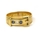 An 18ct gold diamond and sapphire buckle ring,