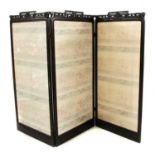 An ebonised Chinese hardwood folding screen,