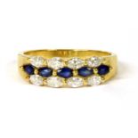 An 18ct gold sapphire and diamond ring,