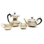 A silver four piece teaset,