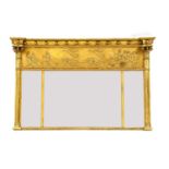 A Regency style gilt framed overmantle mirror,