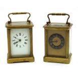 A brass cased carriage clock