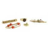 Five items of jewellery,