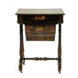 A Victorian papier mache and mother of pearl inlaid table,