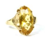 A 9ct gold single stone citrine ring,