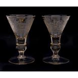 A pair of 19th century Bohemian glass goblets,