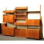 A teak Randers Mobelfabrik PS system wall unit, c.1966,