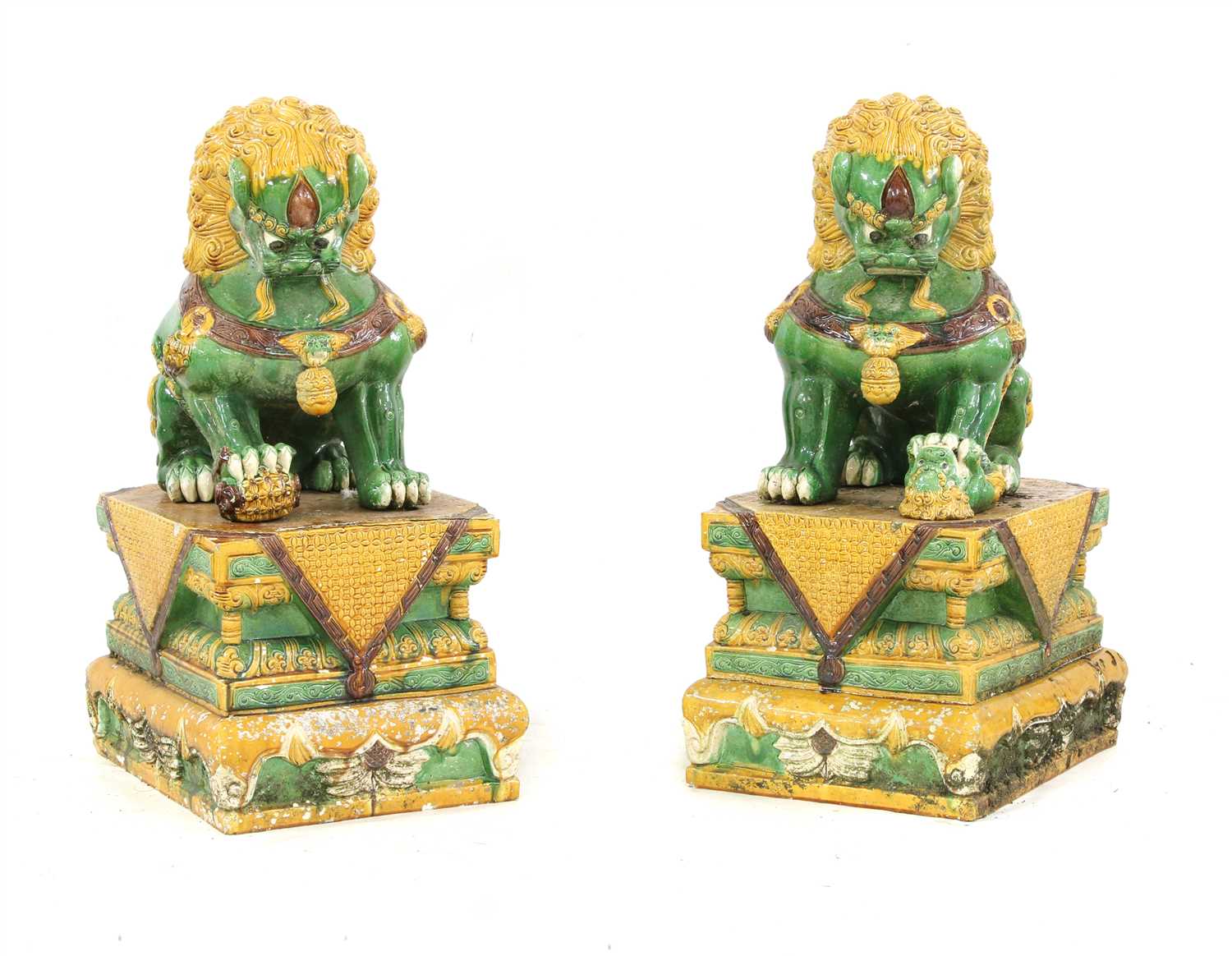 A pair of Chinese temple foo dogs,