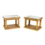 A pair of contemporary limed oak lamp tables,