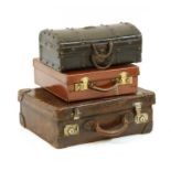 A leather suitcase,