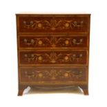 A George III inlaid mahogany secretaire chest