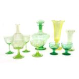 A collection of uranium glassware,