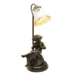 An early 20th century French bronze table lamp,