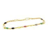 A gold assorted gemstone bracelet,