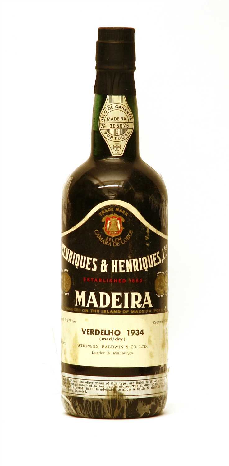 Henriques & Henriques, Lta., Verdelho, Madeira, 1934, one bottle