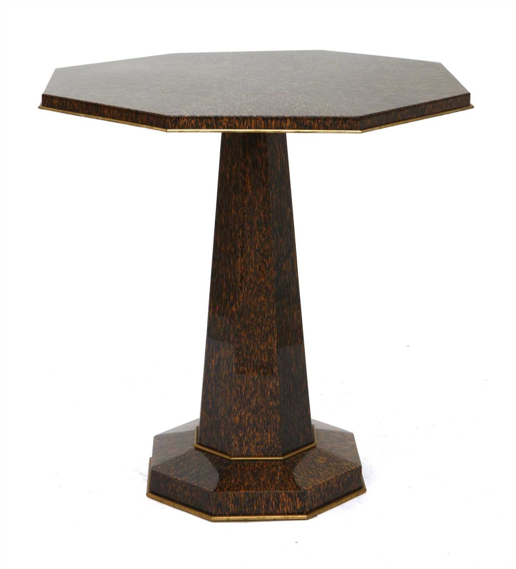 An Art Deco octagonal palmwood centre table,
