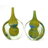 Two Mdina lollipop glass vases,