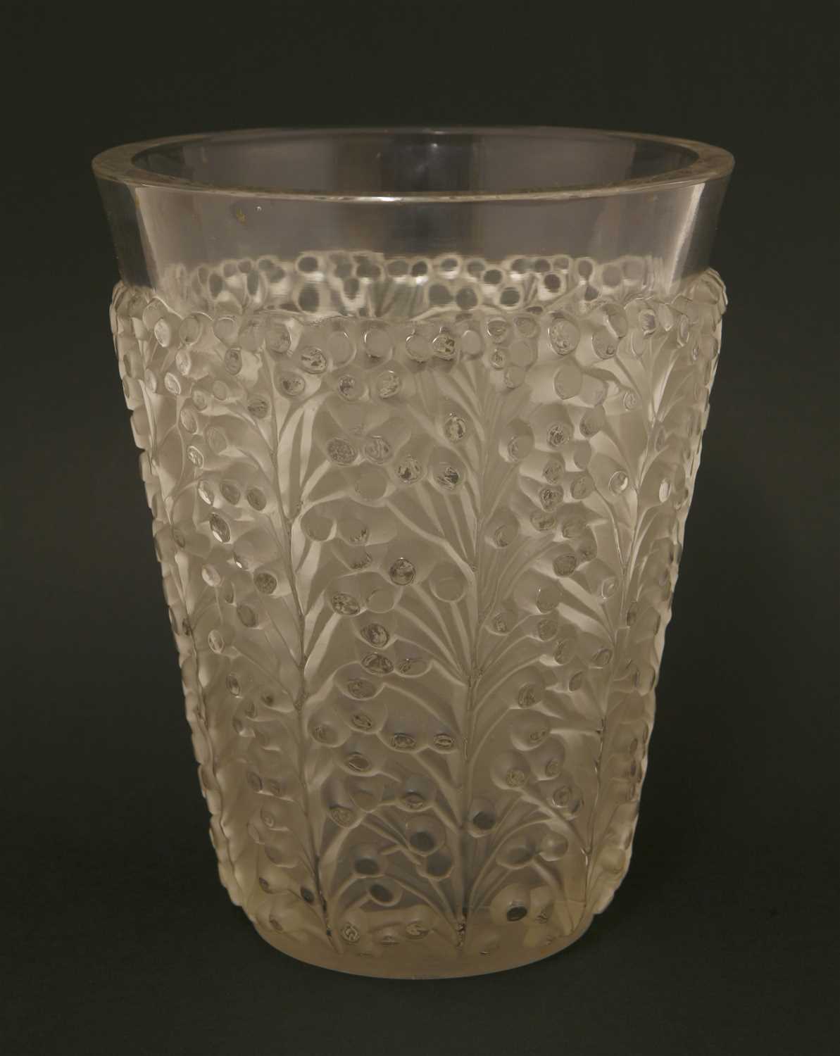 A Lalique moulded glass vase,