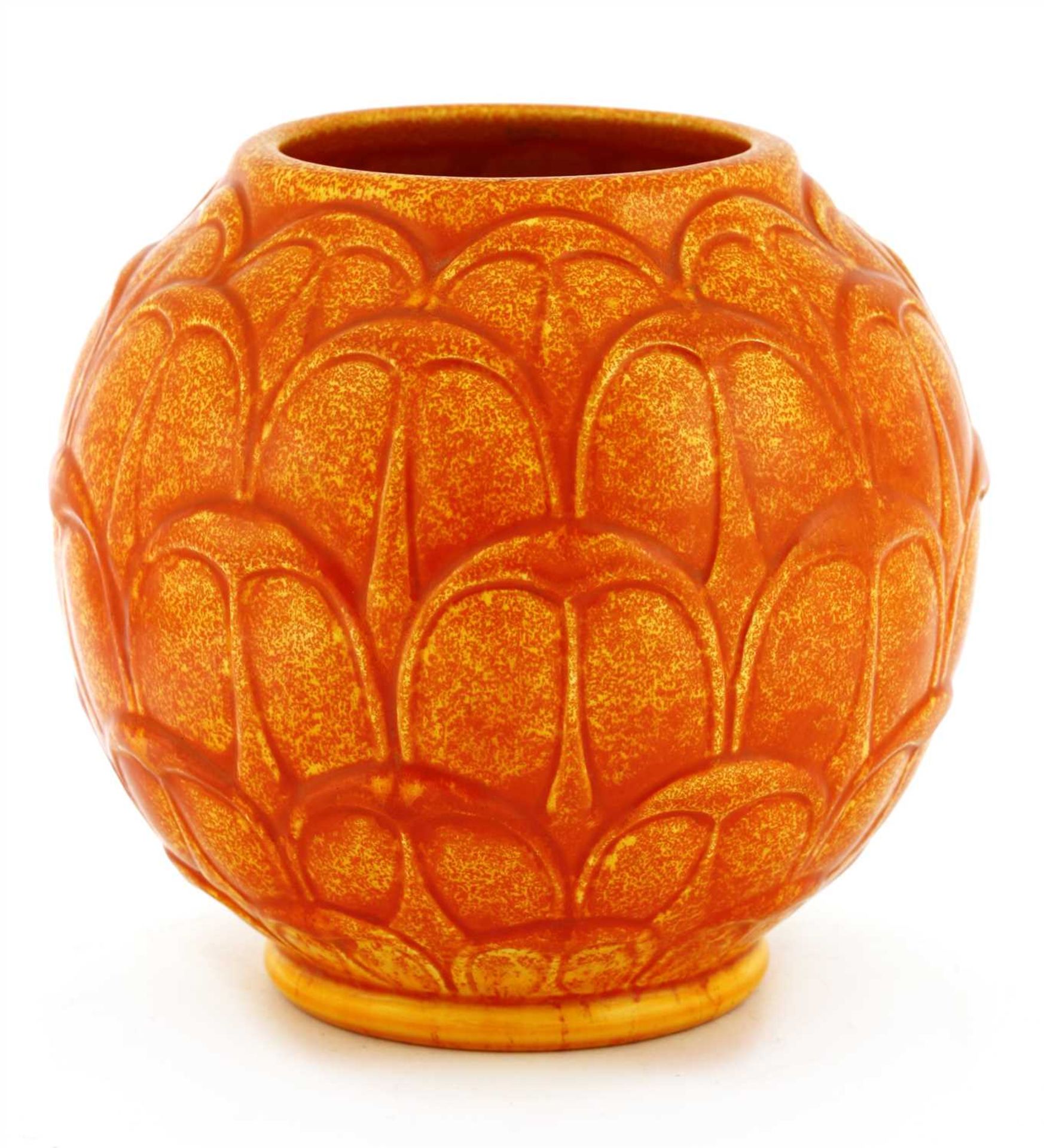 A Pilkington Lancastrian orange artichoke vase,