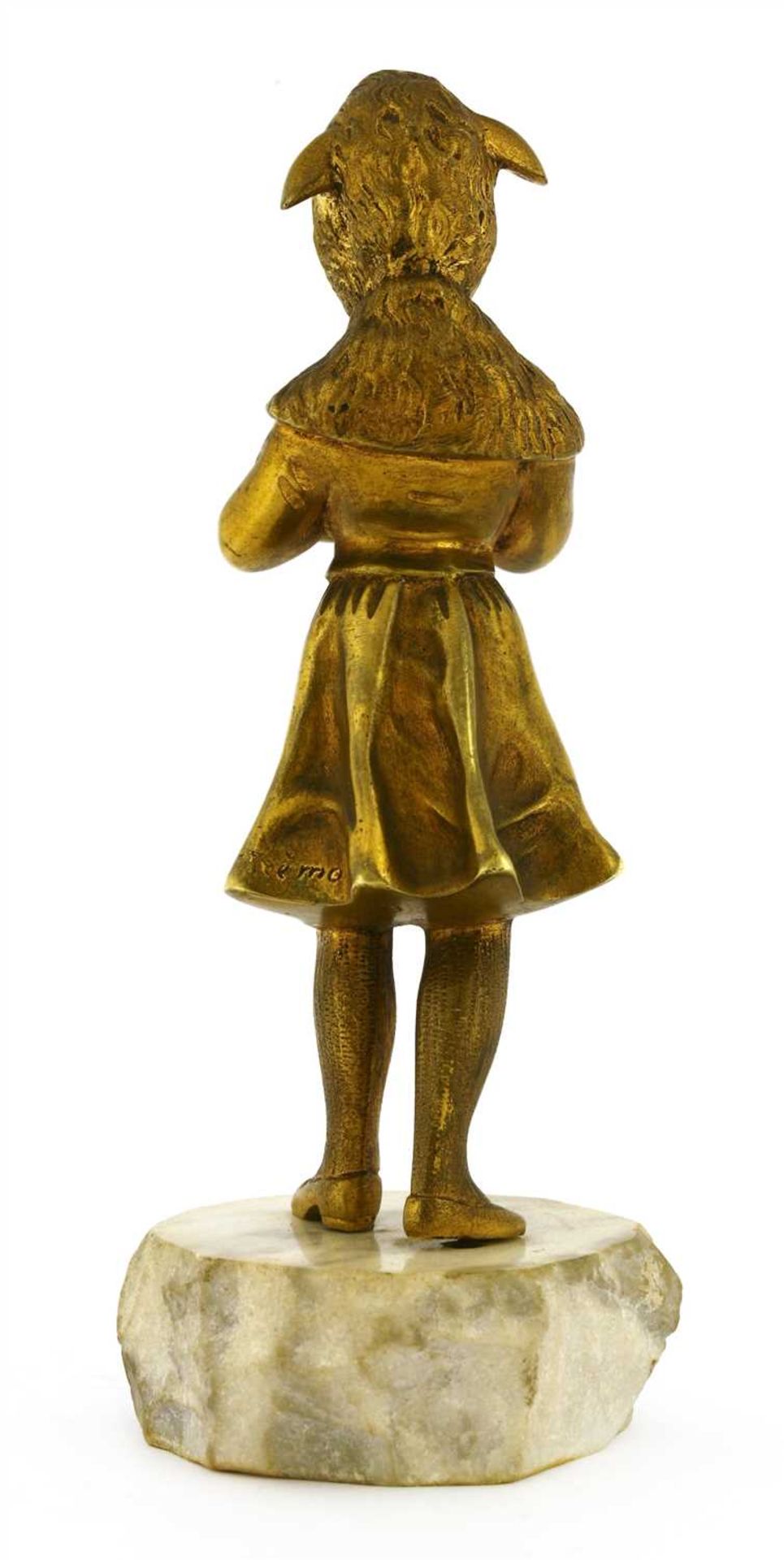 A gilt bronze and ivory figure of a girl, - Image 2 of 3