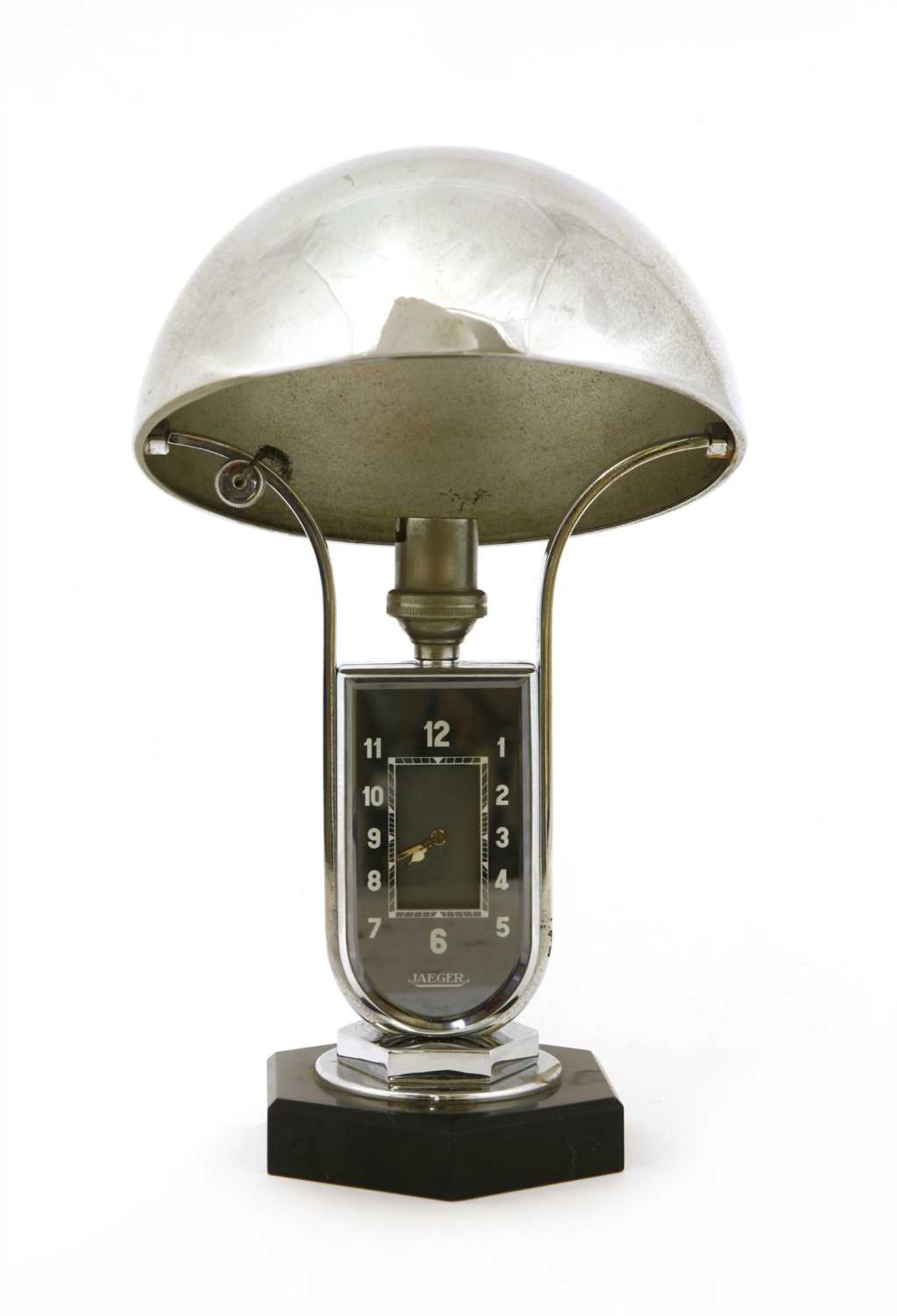 An Art Deco Jaeger-LeCoultre 'Luxhora Duoface' electric chrome table clock, - Image 2 of 5