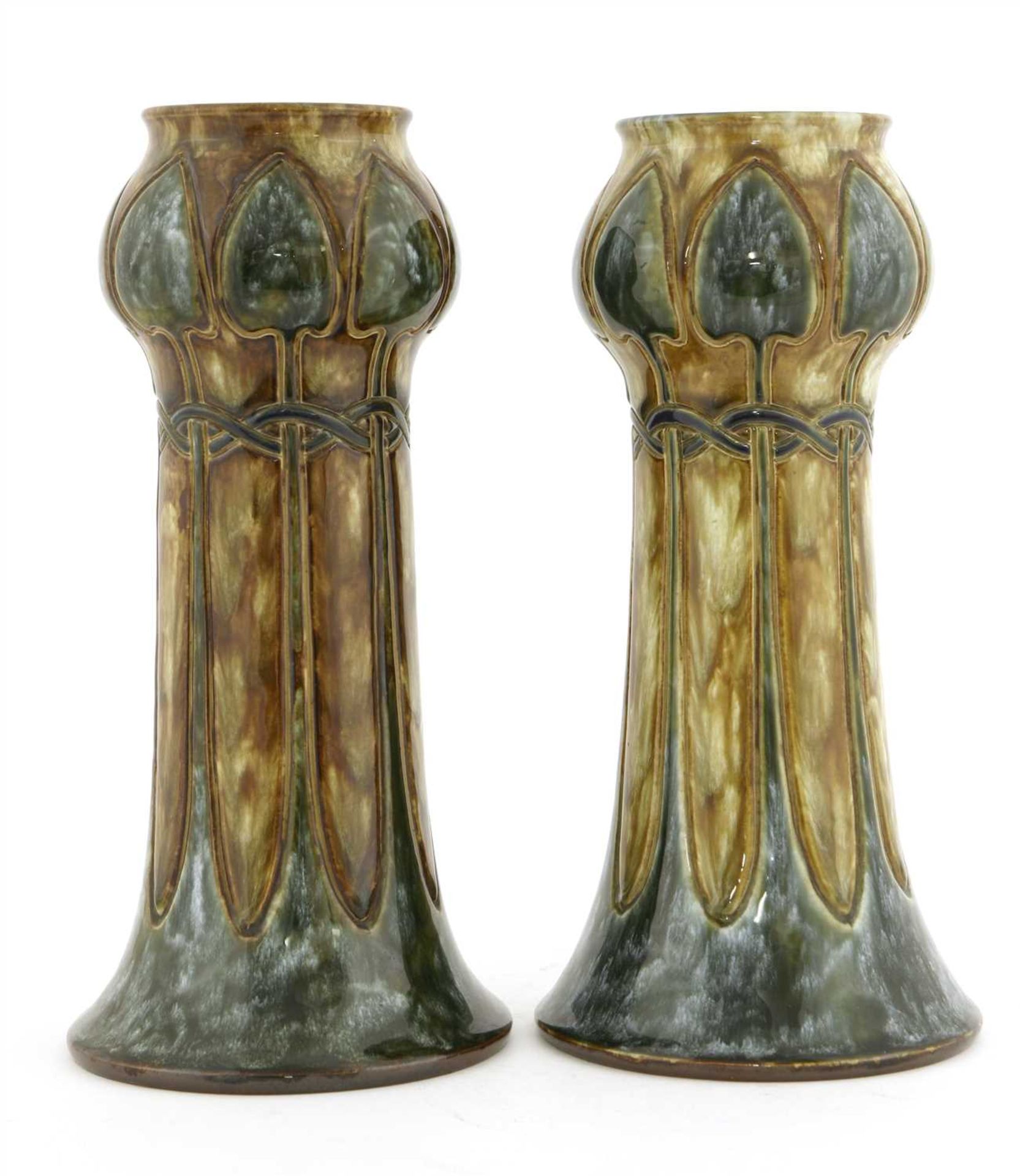 A pair of Royal Doulton stoneware vases,