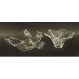 Two French clear glass bowls,