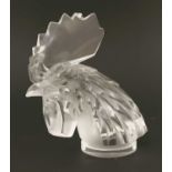 A Lalique 'Tete de Coq' glass car mascot,