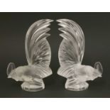 Two Lalique 'Coq Nain' glass car mascots,
