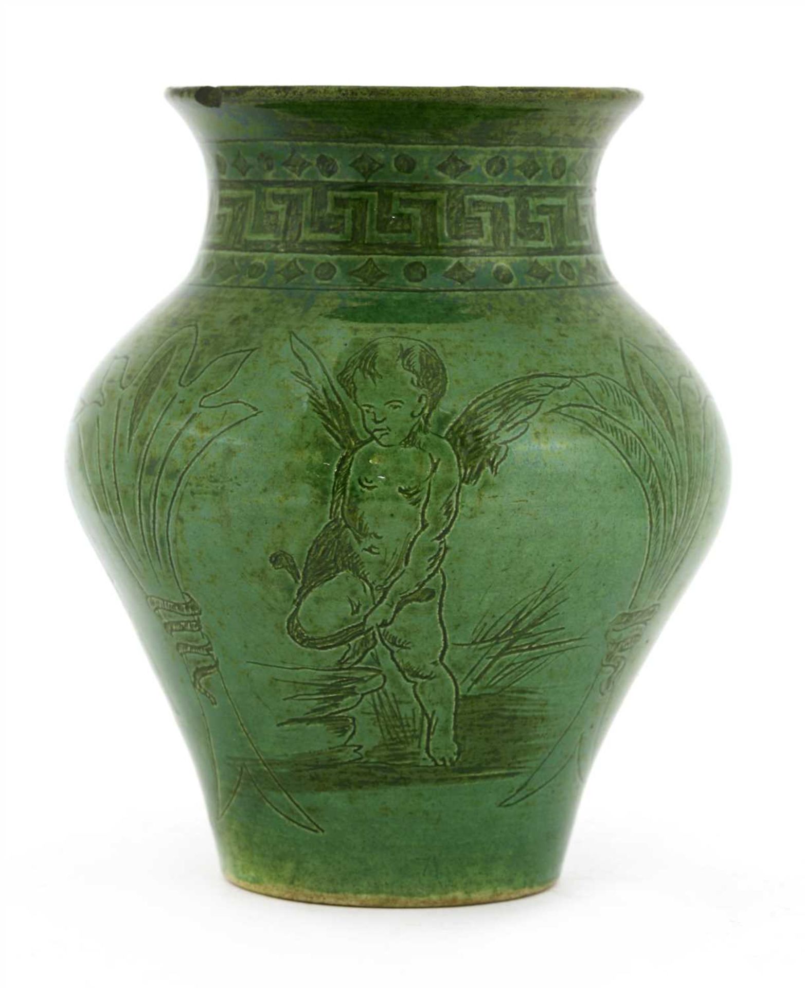 A green-glazed pottery vase, - Image 2 of 3