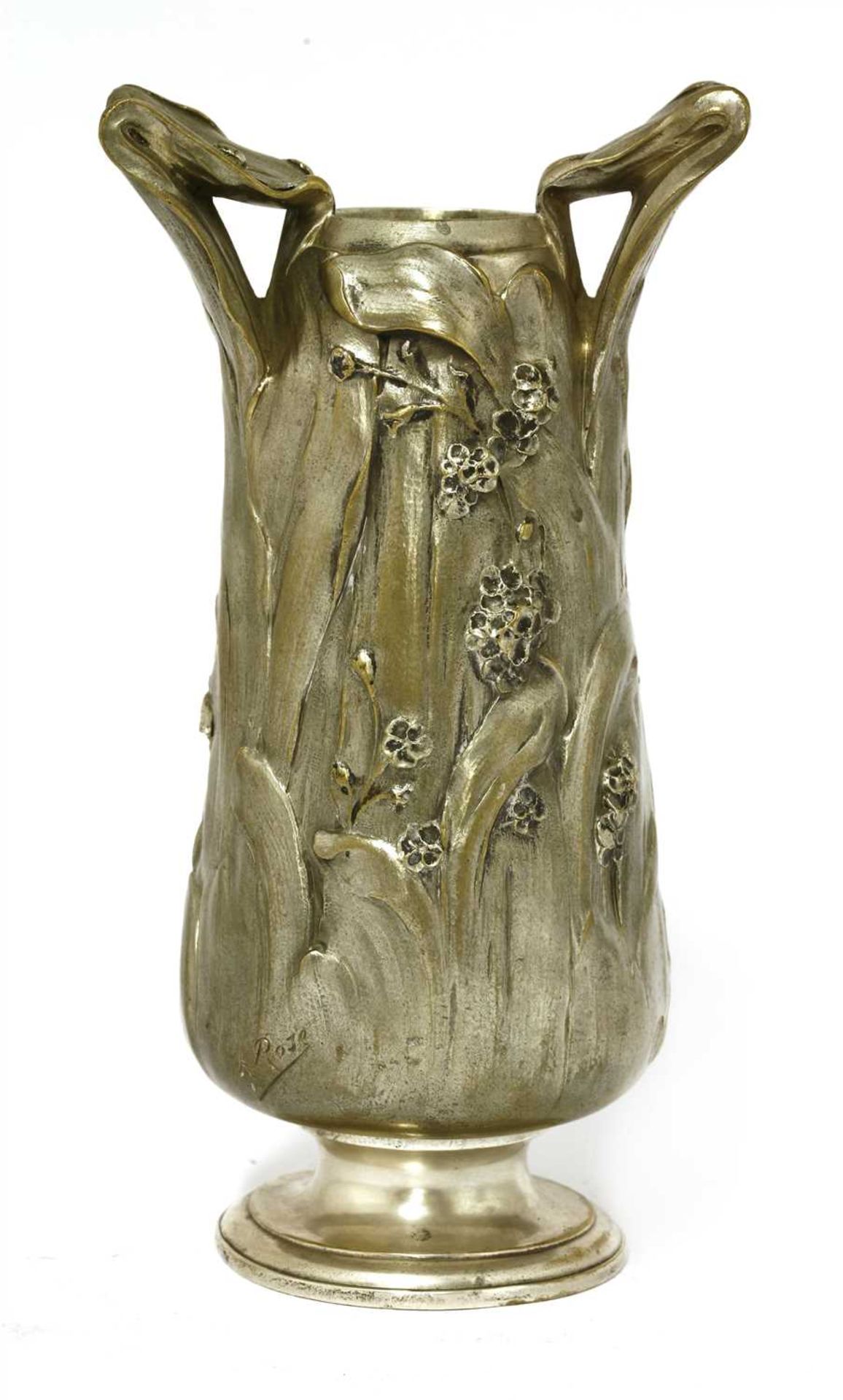 An Art Nouveau silvered bronze vase,