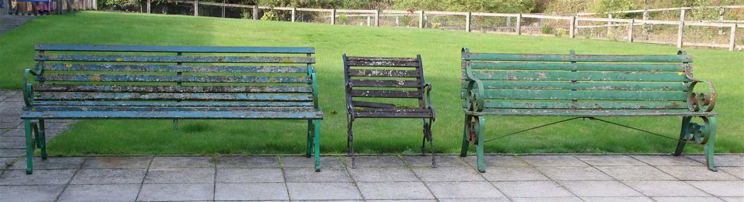 Two garden benches,