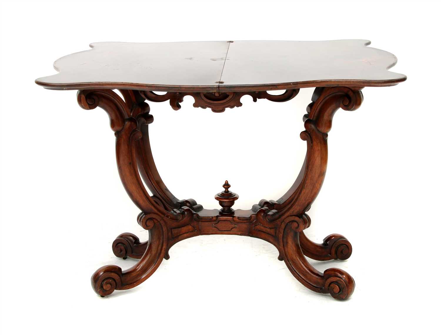 A William IV rosewood serpentine foldover tea table, - Image 2 of 2