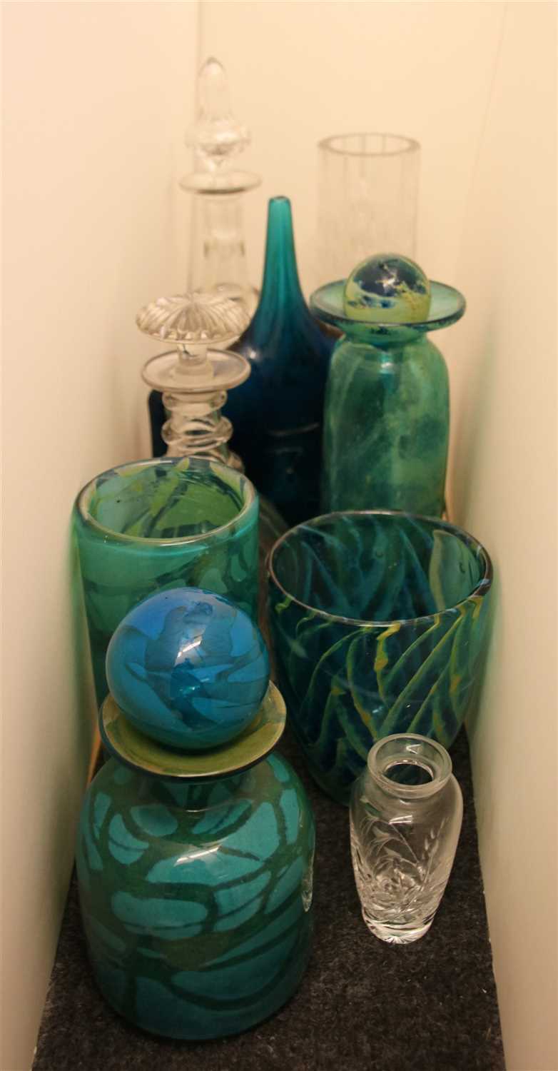 A collection of Mdina blue and yellow glassware, - Image 2 of 3