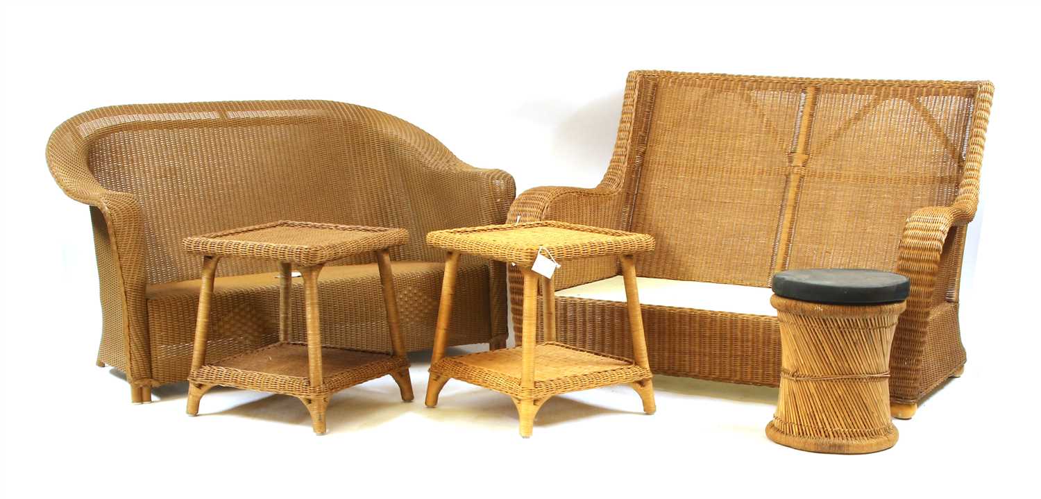 A composite rattan suite of conservatory furniture,
