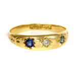 A Victorian 18ct gold diamond, sapphire and doublet ring
