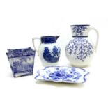 A collection of 19th century and later blue and white transfer decorated china,