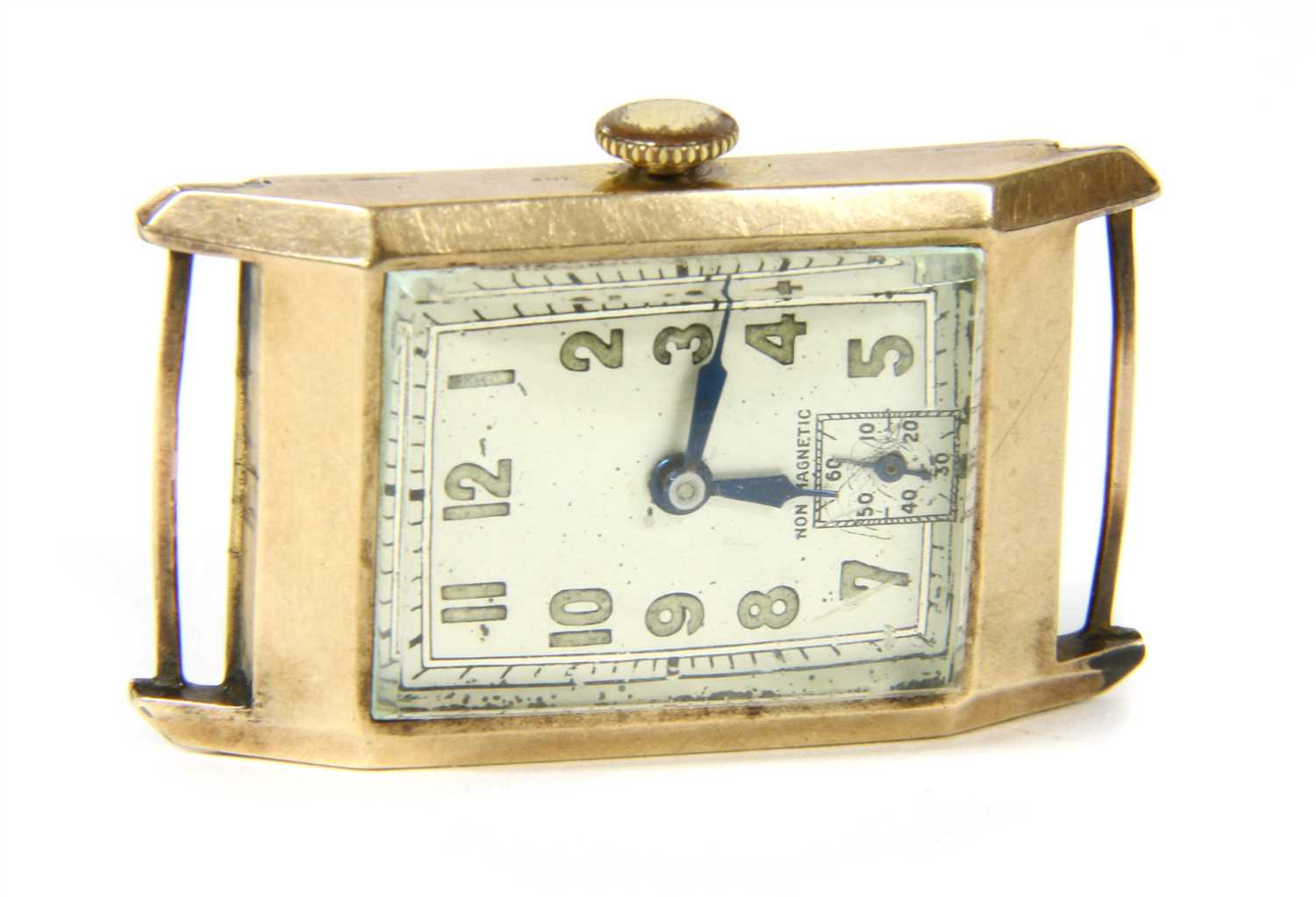 A gentlemen's Art Deco 9ct gold Trebex mechanical watch head