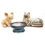 A hand painted pottery cat by Vi Silvia,